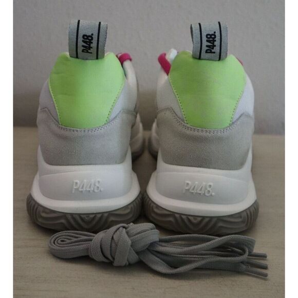 P448 Women's Sz 10 EUR 40 White Luke Leather/Mesh Fabric Platform Sneakers - Picture 3 of 9